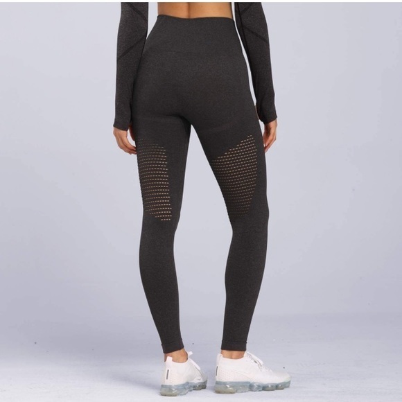 WORN 1X, Womens High Waist Workout Seamless Leggings, charcoal‎ grey, S - Picture 6 of 11